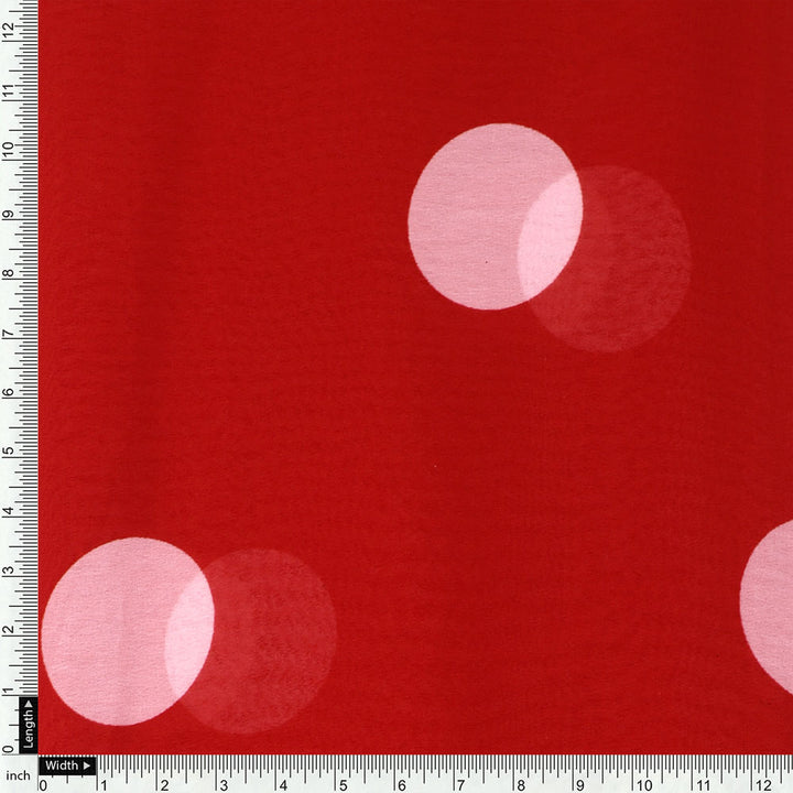Georgette Digital Printed Polka Dot Fabric in Red by FAB VOGUE Studio