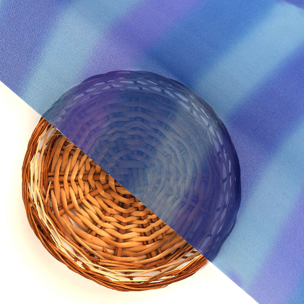 Georgette Digital Printed Fabric with Blue Stripes - FAB VOGUE Studio