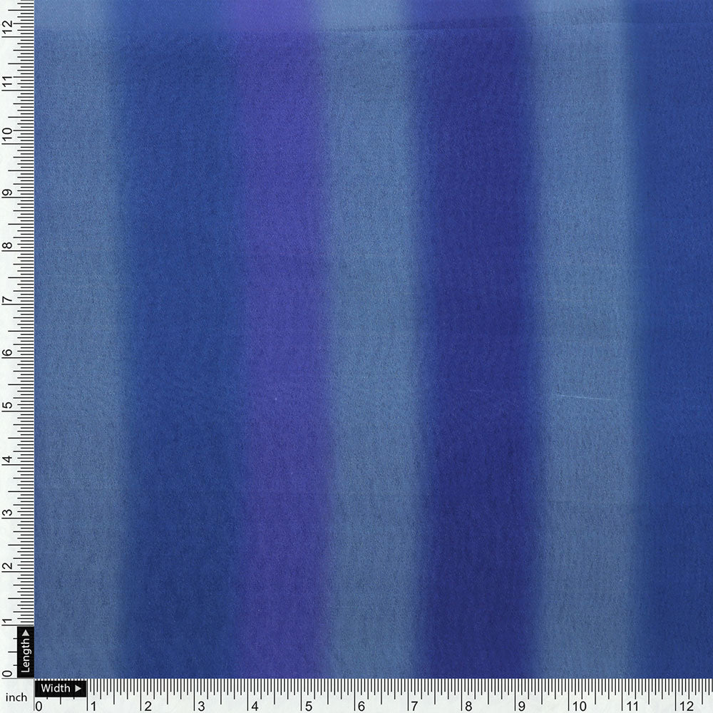 Georgette Digital Printed Fabric with Blue Stripes - FAB VOGUE Studio