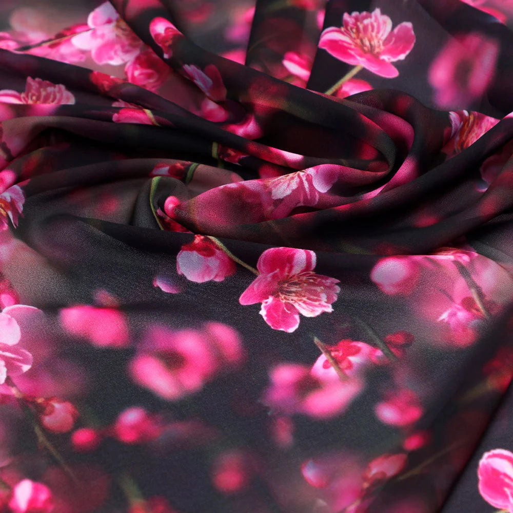 Gorgeous Black and Pink Ditsy Digital Printed Georgette Fabric – pog 0 ta08659 110 c