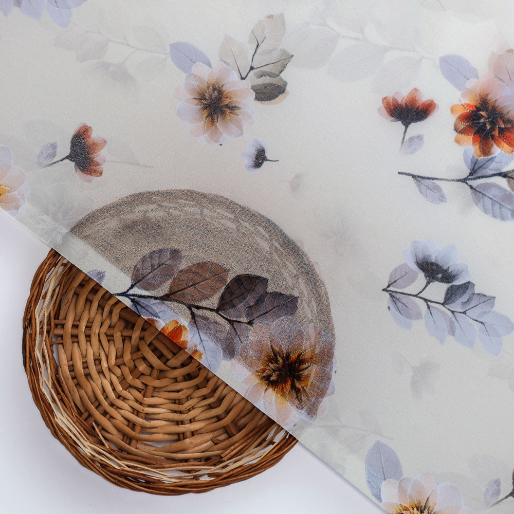Gorgeous floral and leaves digital printed Georgette fabric from FAB VOGUE Studio
