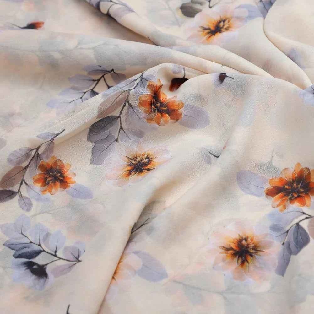 Gorgeous floral and leaves digital printed Georgette fabric from FAB VOGUE Studio – pog 0 ta08728p11 110 c