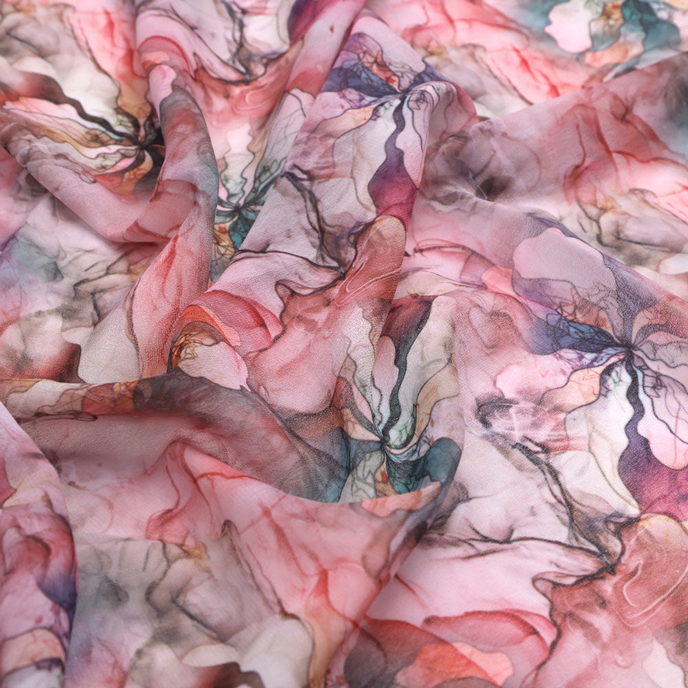 Gorgeous multicolor damask digital printed fabric from FAB VOGUE Studio