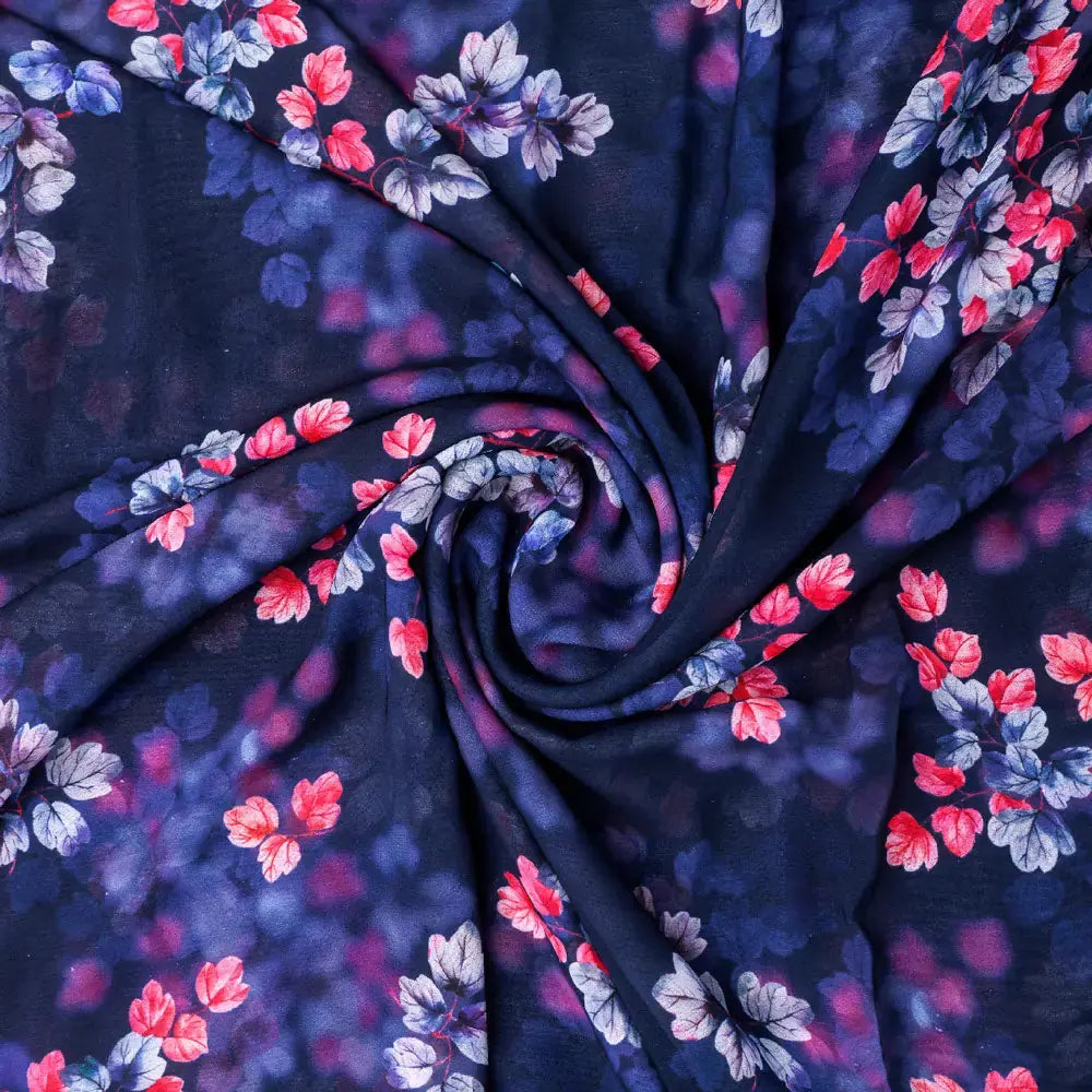 Gorgeous Blue Georgette Digital Printed Fabric with Ditsy Design – pog 0 ta09484p8 110 a