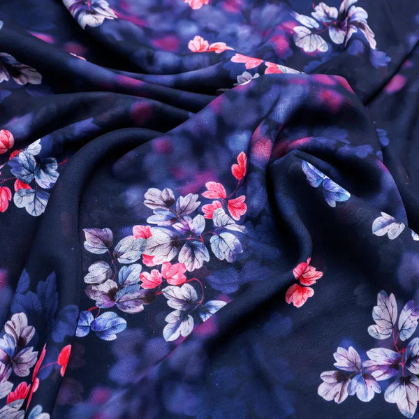 Gorgeous Blue Georgette Digital Printed Fabric with Ditsy Design – pog 0 ta09484p8 110 c