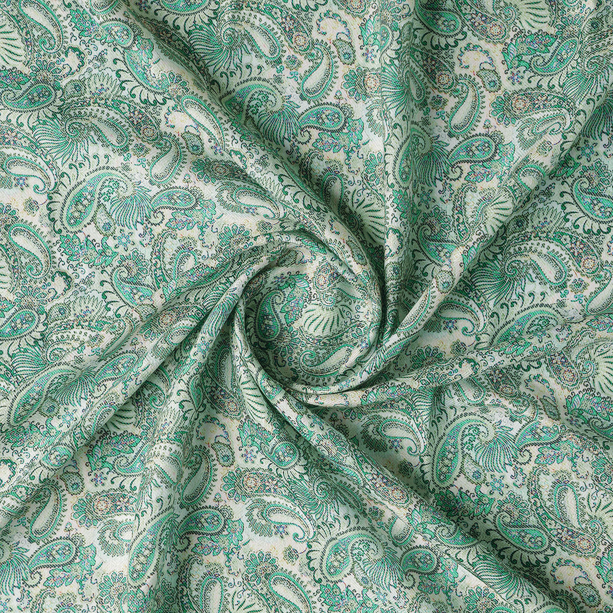 Cream Paisley Pashmina Printed Fabric