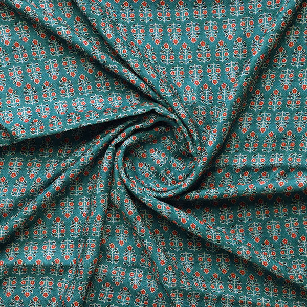 Rama Green Flower Pashmina Printed Fabric – popa 0 ma012275 108 b - alternate view
