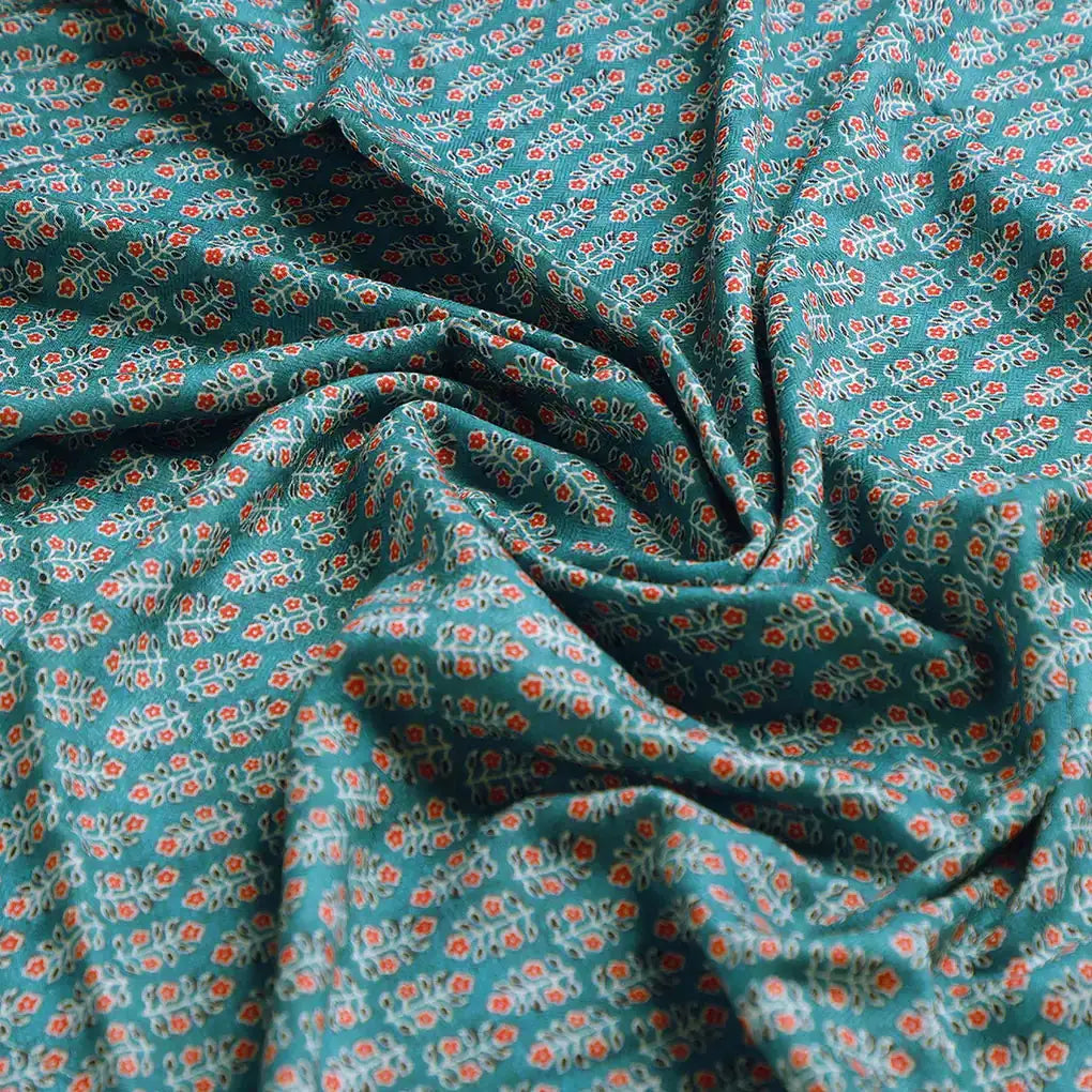 Rama Green Flower Pashmina Printed Fabric – popa 0 ma012275 108 c