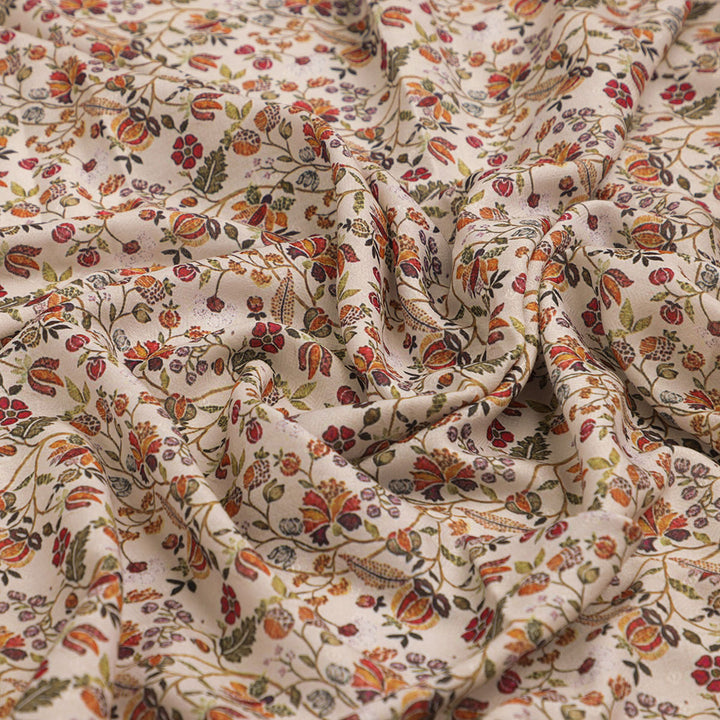 Cream Liberty Pashmina Printed Fabric