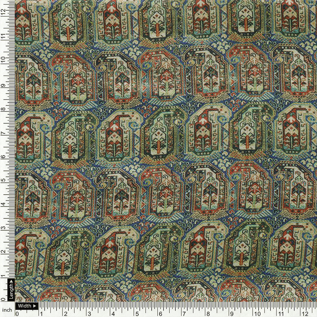 Blue Southwestern Pashmina Printed Fabric
