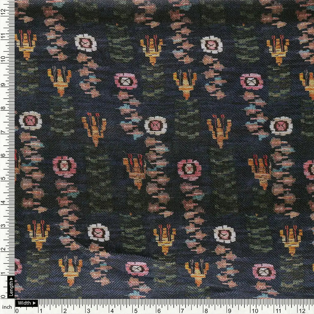 Black Abstract Pashmina Printed Fabric – popa 0 ma015054 108 a