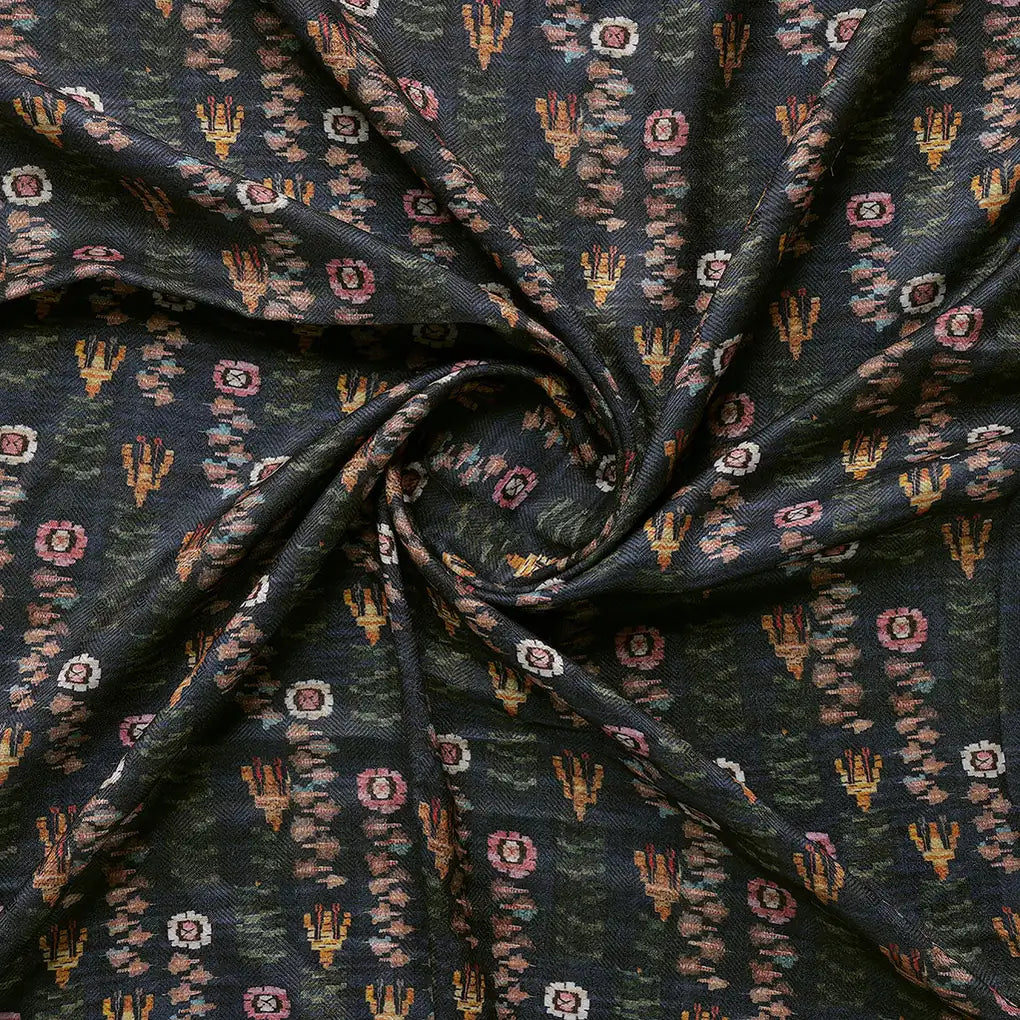 Black Abstract Pashmina Printed Fabric – popa 0 ma015054 108 b