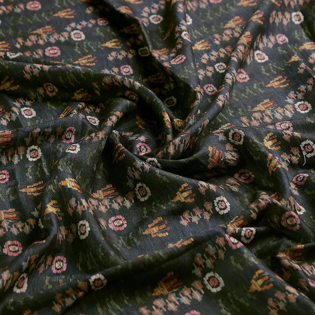 Black Abstract Pashmina Printed Fabric – popa 0 ma015054 108 c