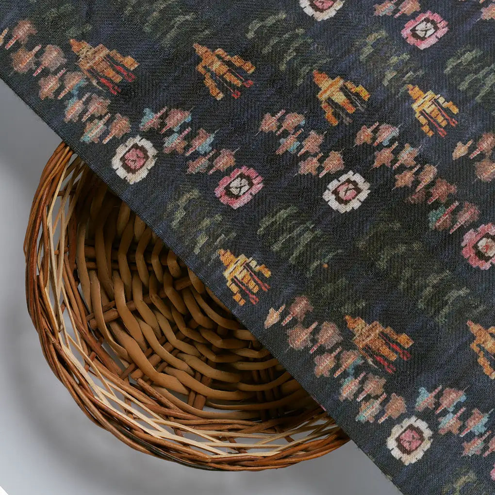 Black Abstract Pashmina Printed Fabric – popa 0 ma015054 108 d