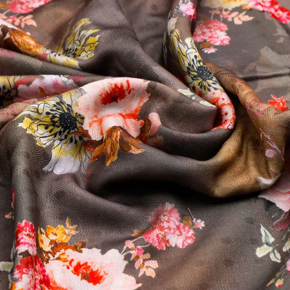 Digital Printed Floral Pashmina Fabric in Green by FAB VOGUE Studio – popa 0ta7309p1 108 c