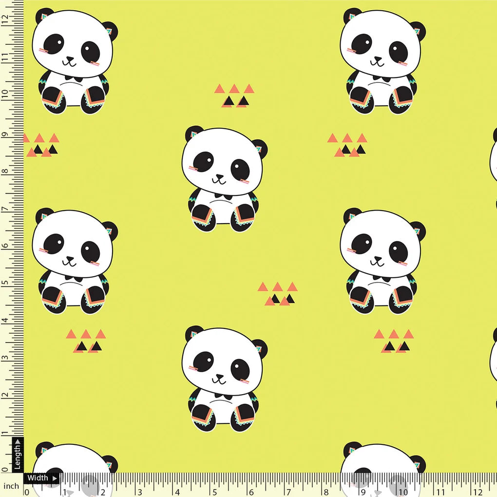 Yellow Muslin Panda Prints Fabric for Kids – panda1