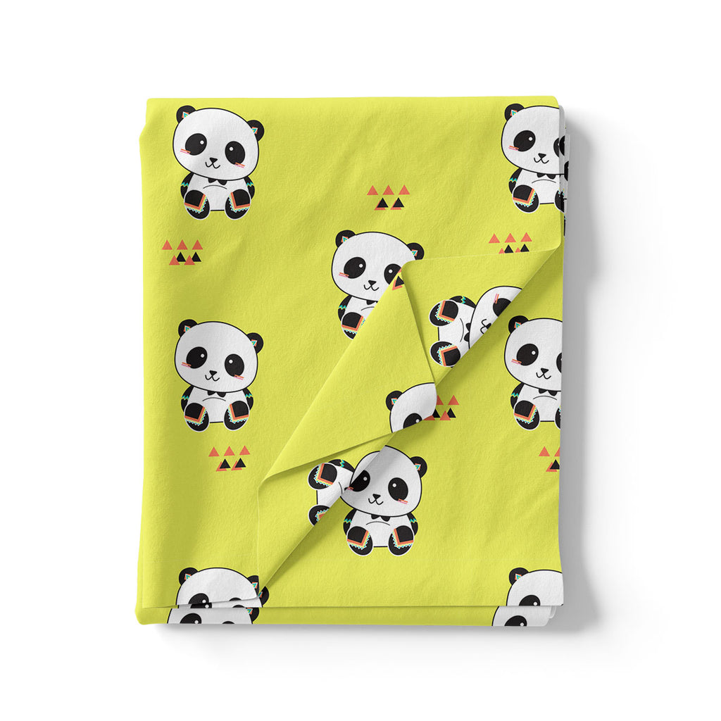 Yellow Muslin Panda Prints Fabric for Kids – panda2