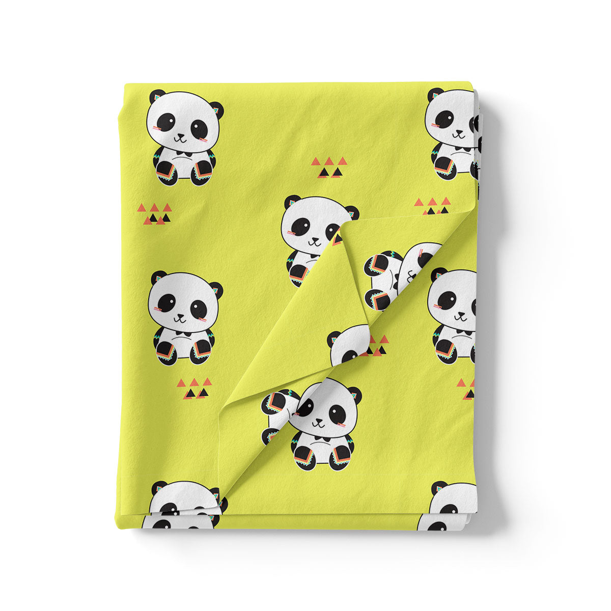 Yellow Muslin Panda Prints Fabric for Kids – panda2