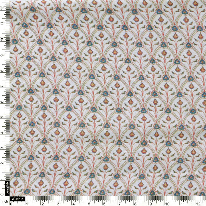 Cream Scales Rayon Printed Fabric