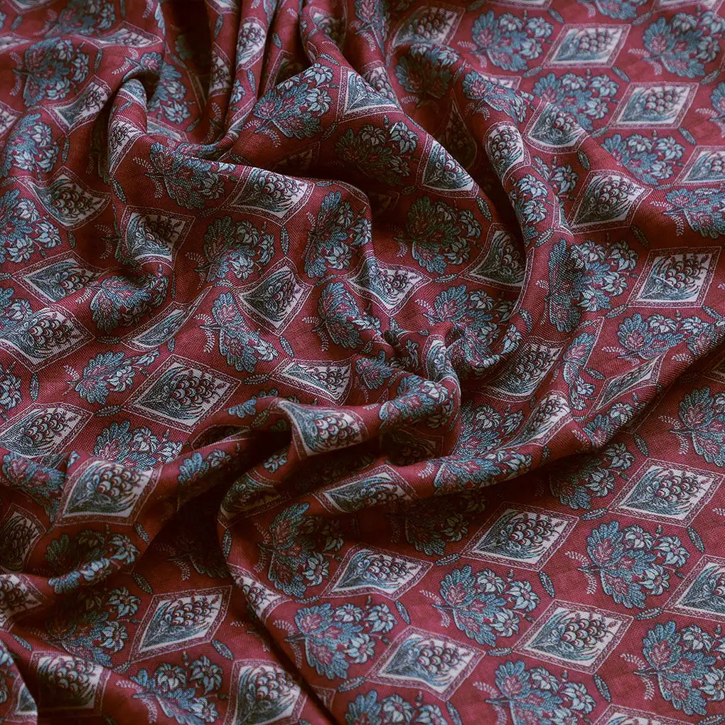 Morden Damask With Flower Digital Printed Fabric - Rayon – ra 0 ma0185 110 c