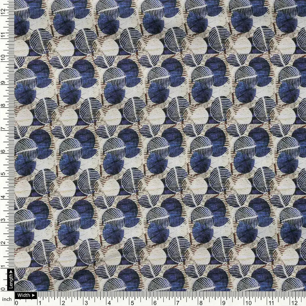 Digital Abstract Round leaves Digital Printed Fabric - Rayon – ra 0 ma01977 110 a