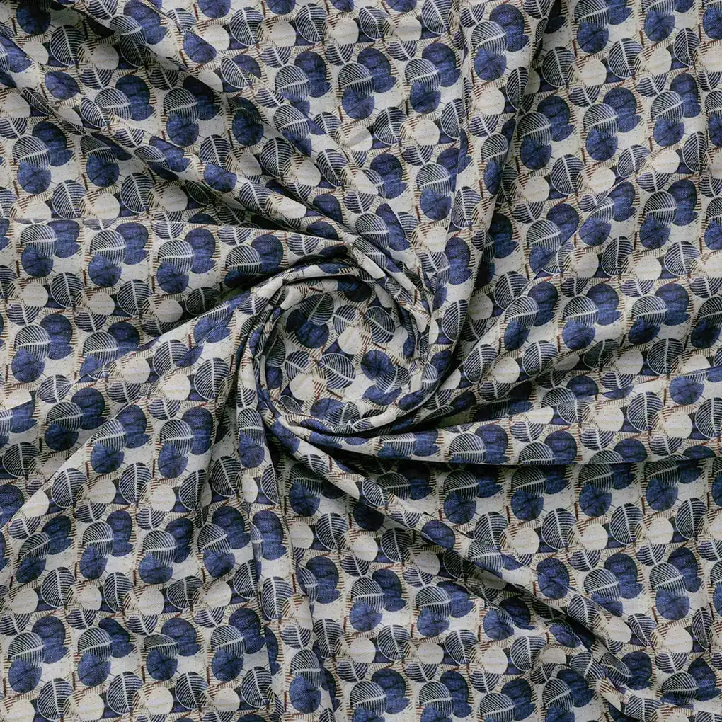 Digital Abstract Round leaves Digital Printed Fabric - Rayon – ra 0 ma01977 110 b