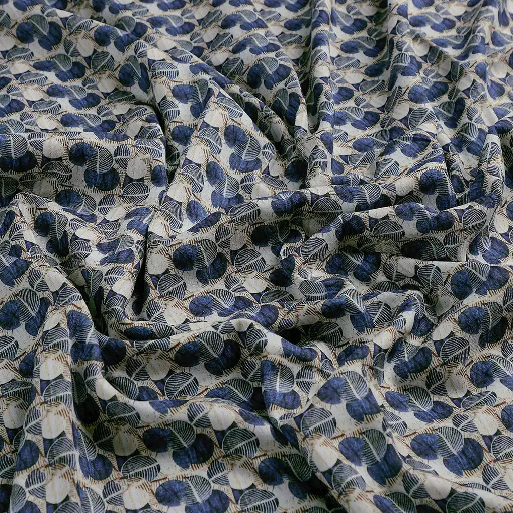 Digital Abstract Round leaves Digital Printed Fabric - Rayon – ra 0 ma01977 110 c