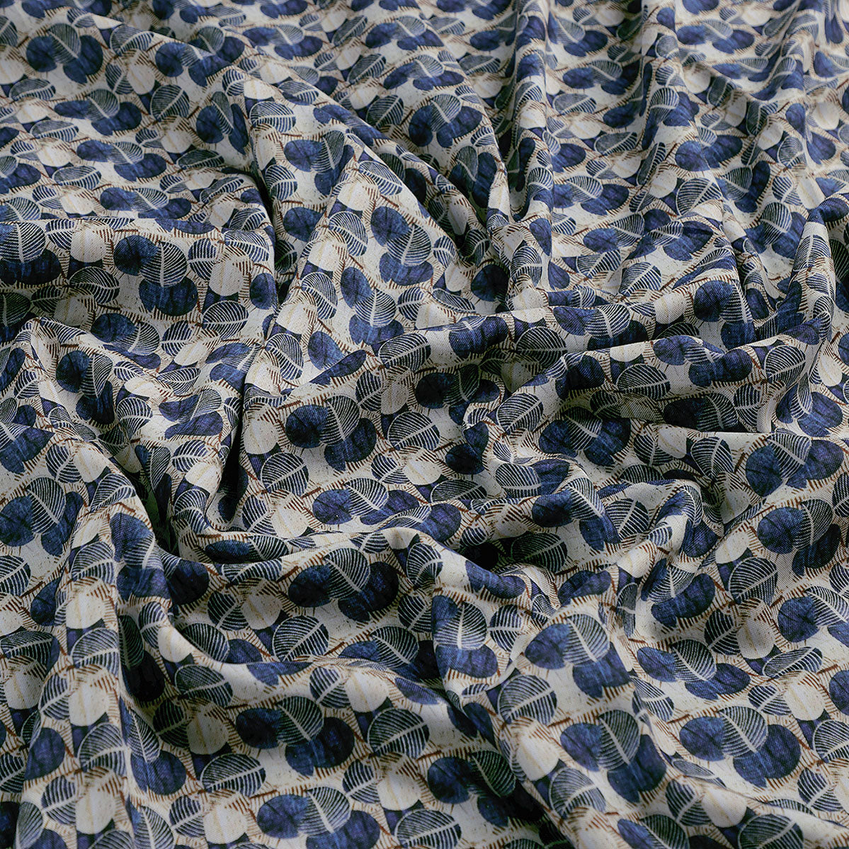 Digital Abstract Round leaves Digital Printed Fabric - Rayon