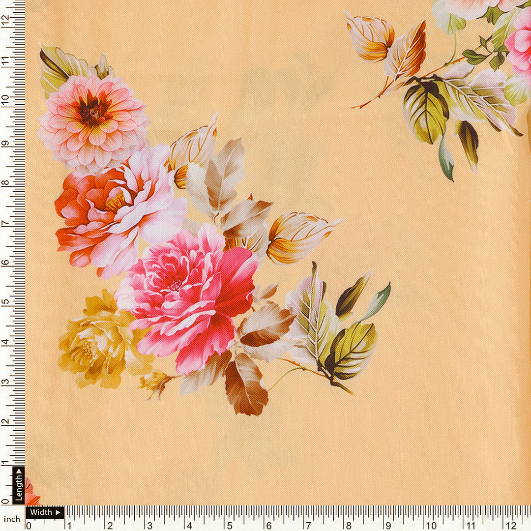 Bloom Pink Forest Flower Digital Printed Fabric - Rayon