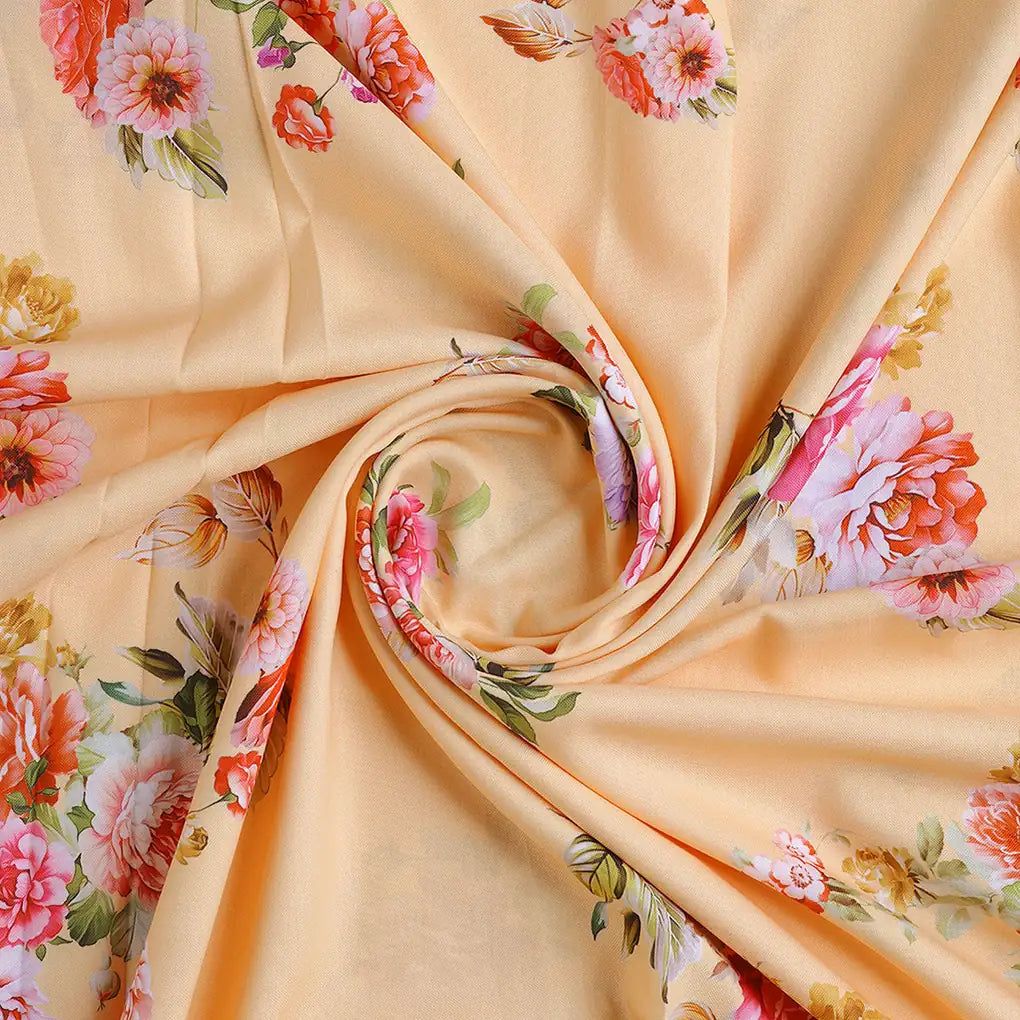 Bloom Pink Forest Flower Digital Printed Fabric - Rayon – ra 0 ta08282 110 b