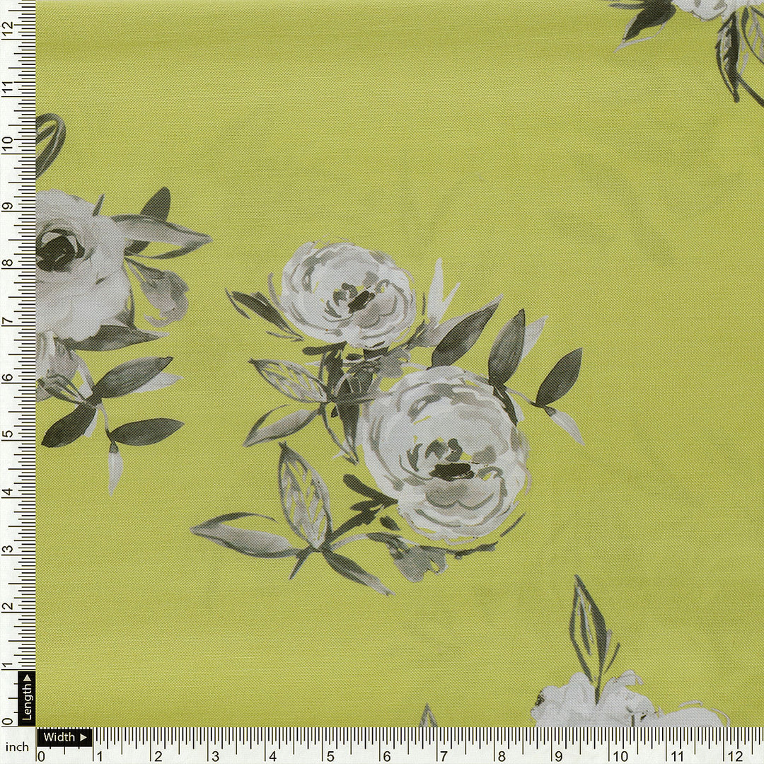Vintage Art Of Flower Digital Printed Fabric - Rayon