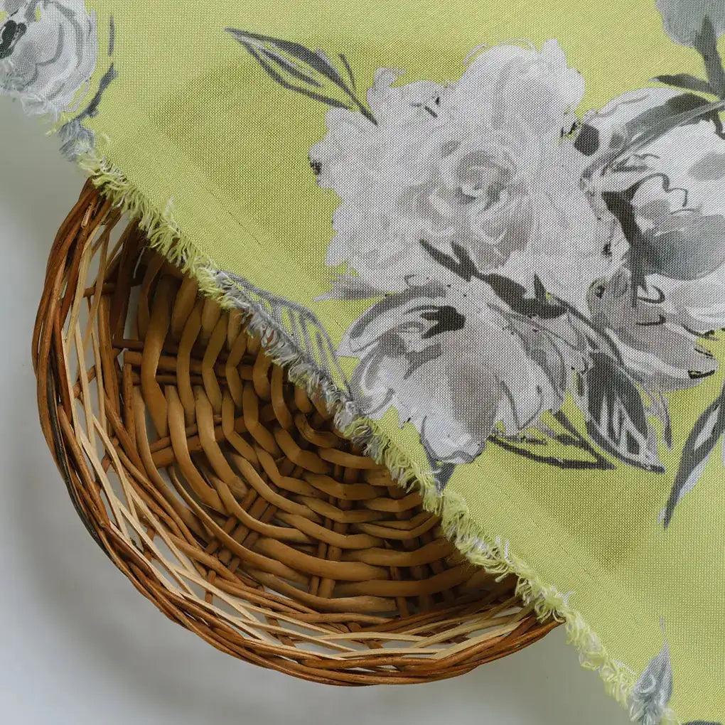 Vintage Art Of Flower Digital Printed Fabric - Rayon – ra 0 ta08289p3 110 d