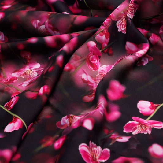 Classy and Attractive Pink Floral Digital Printed Rayon Fabric