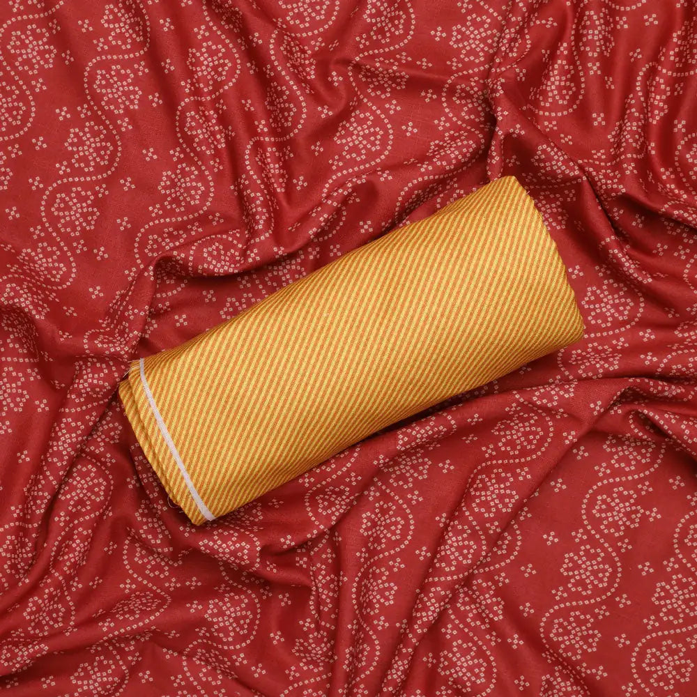 Red Linen Printed Unstitched Fabric Set (5 Meter Set) – set 0 fvs20239 101 c