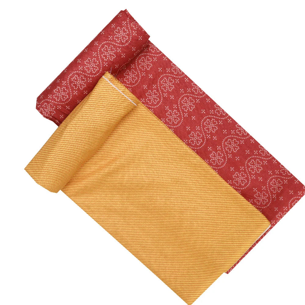 Red Linen Printed Unstitched Fabric Set (5 Meter Set) – set 0 fvs20239 101 d