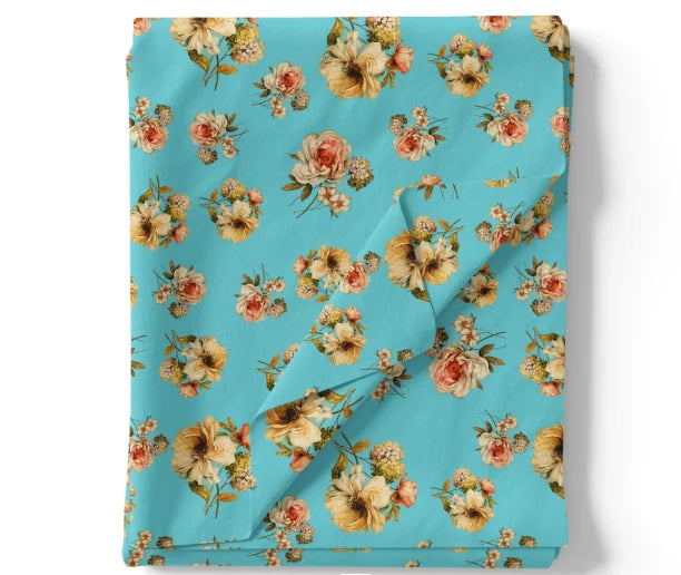 Lovely Periwinkle Flower With Blue Turquoise Digital Printed Fabric - Pure Georgette – screenshot 2025 02 27 135504