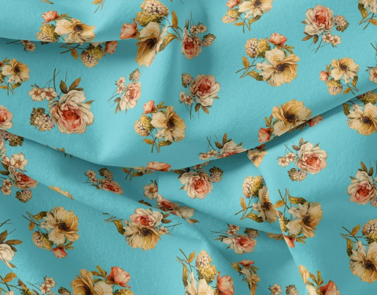 Lovely Periwinkle Flower With Blue Turquoise Digital Printed Fabric - Pure Georgette – screenshot 2025 02 27 135512
