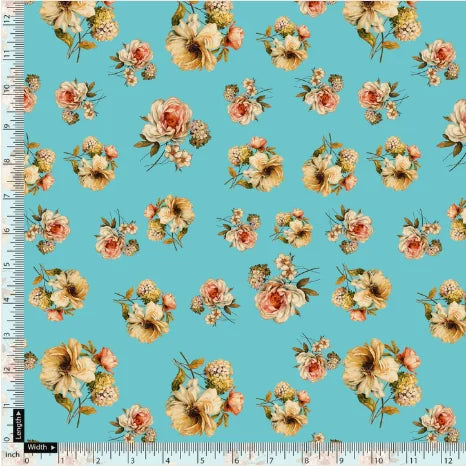 Lovely Periwinkle Flower With Blue Turquoise Digital Printed Fabric - Pure Georgette – screenshot 2025 02 27 135529