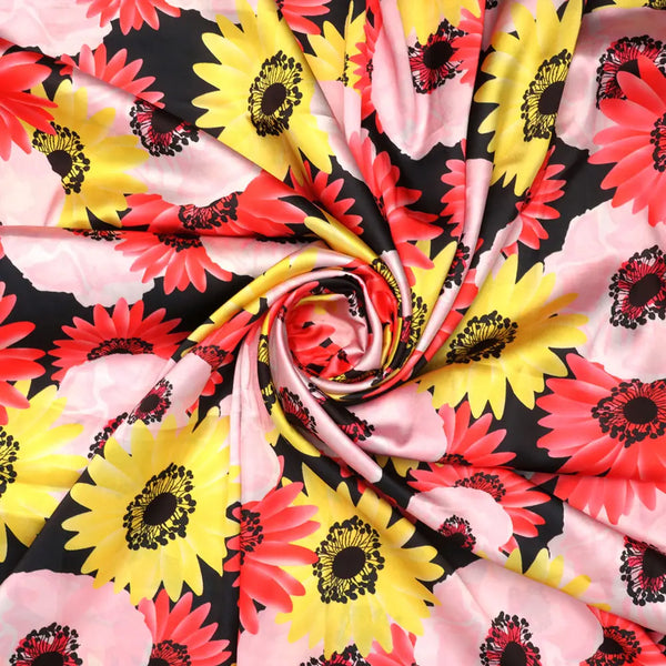 Watercolour Sunflower Digital Printed Fabric - Japan Satin – ta08301p a - alternate view