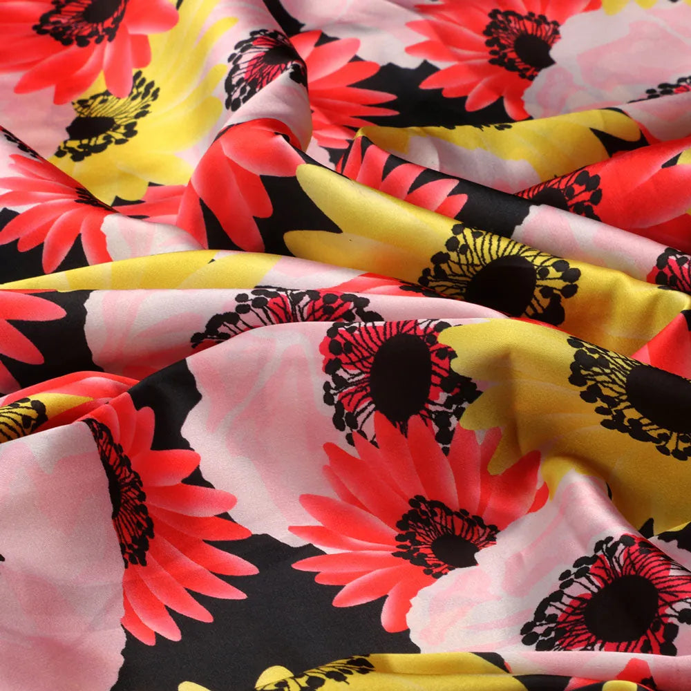 Watercolour Sunflower Digital Printed Fabric - Japan Satin – ta08301p c