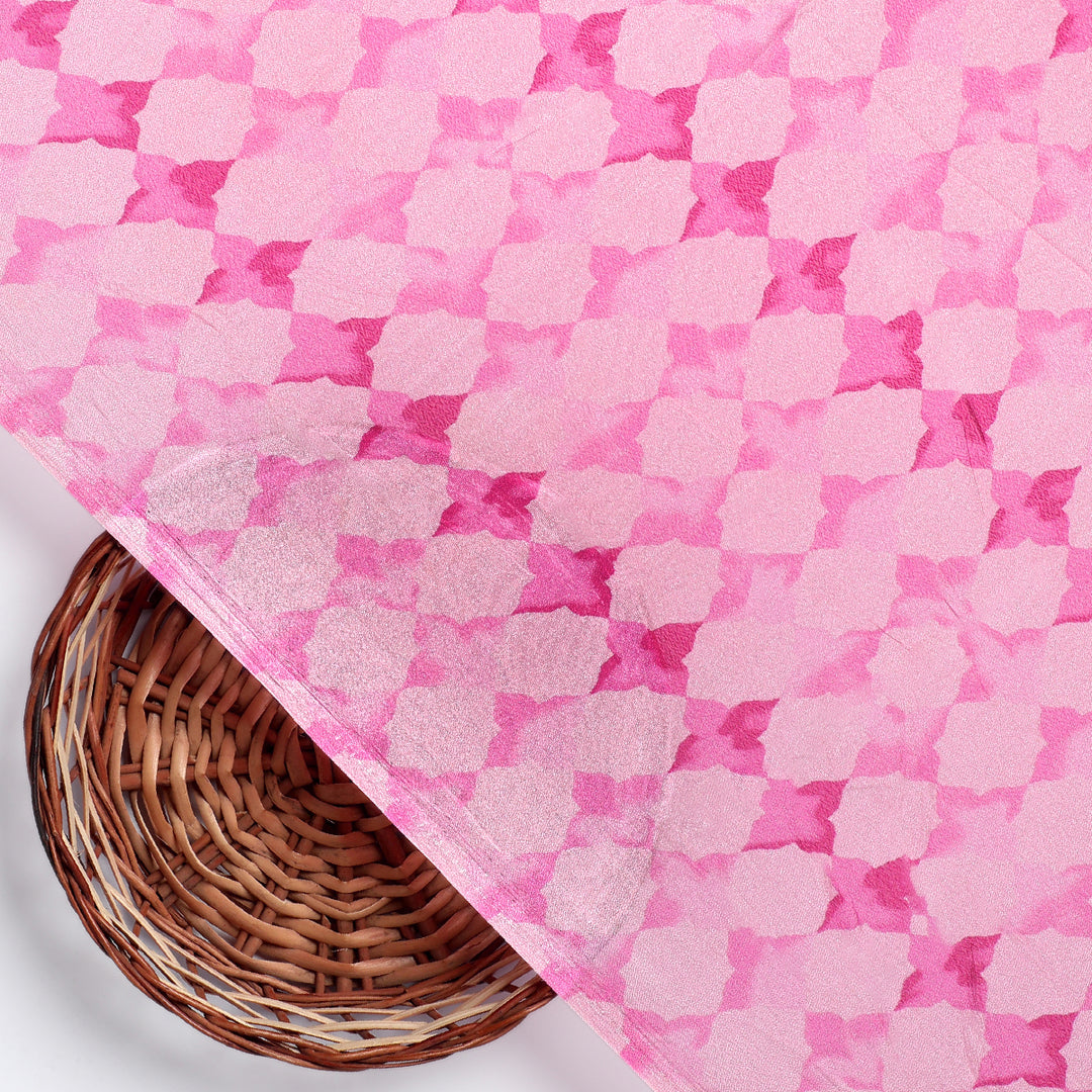 Lattice Star Patterns Digital Printed Fabric - Pure Chinon