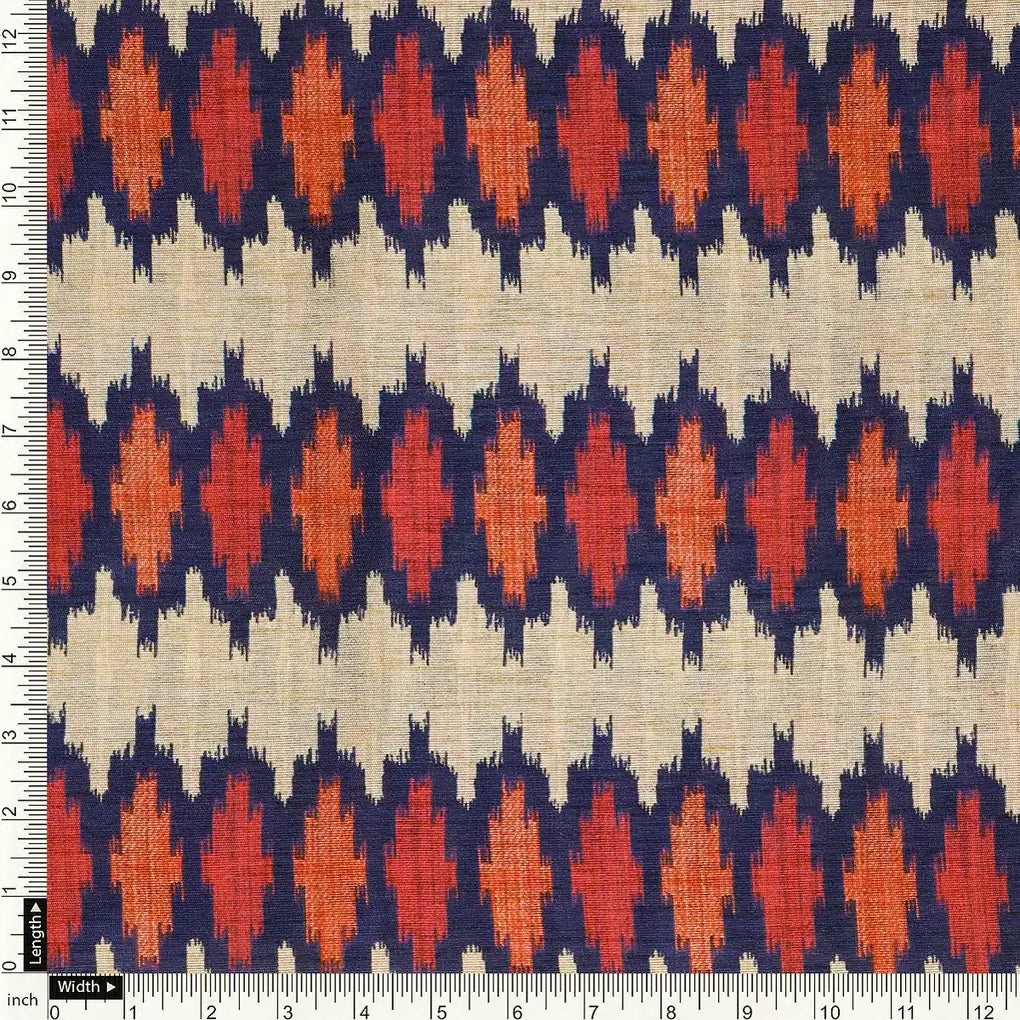 Morden Multicolour Ikat Repeat Digital Printed Fabric - Tusser Silk – ts 0 ma03175 110 a 1 copy