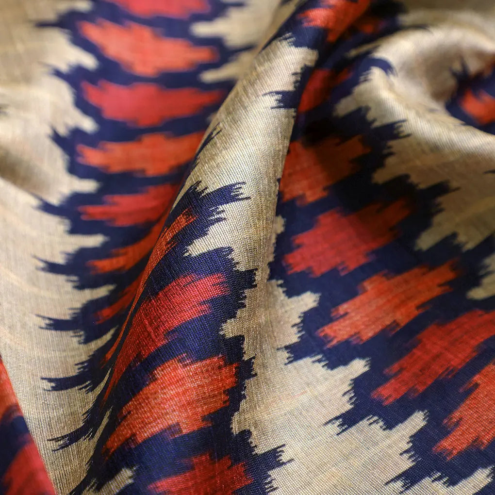 Morden Multicolour Ikat Repeat Digital Printed Fabric - Tusser Silk – ts 0 ma03175 110 ccopy