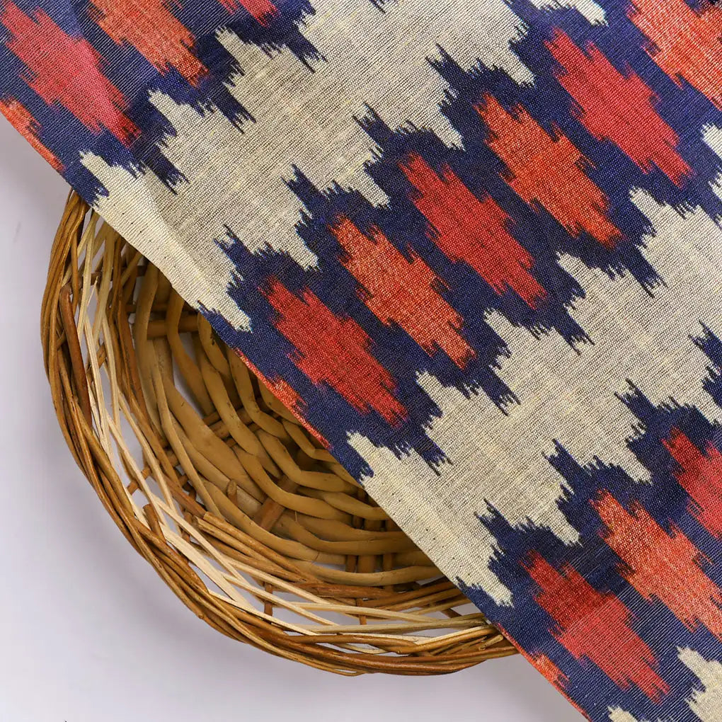 Morden Multicolour Ikat Repeat Digital Printed Fabric - Tusser Silk – ts 0 ma03175 110 dcopy
