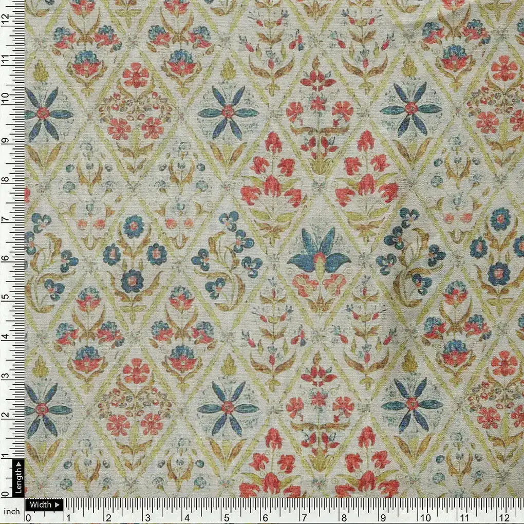 Stylized Harlequin Motif Digital Printed Fabric - Tusser Silk – ts 0 ma04564 110 a