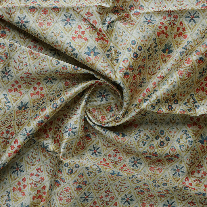 Stylized Harlequin Motif Digital Printed Fabric - Tusser Silk