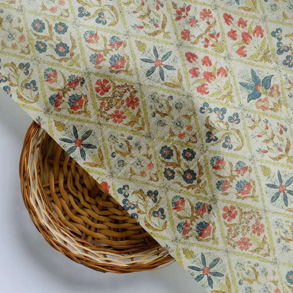 Stylized Harlequin Motif Digital Printed Fabric - Tusser Silk – ts 0 ma04564 110 d