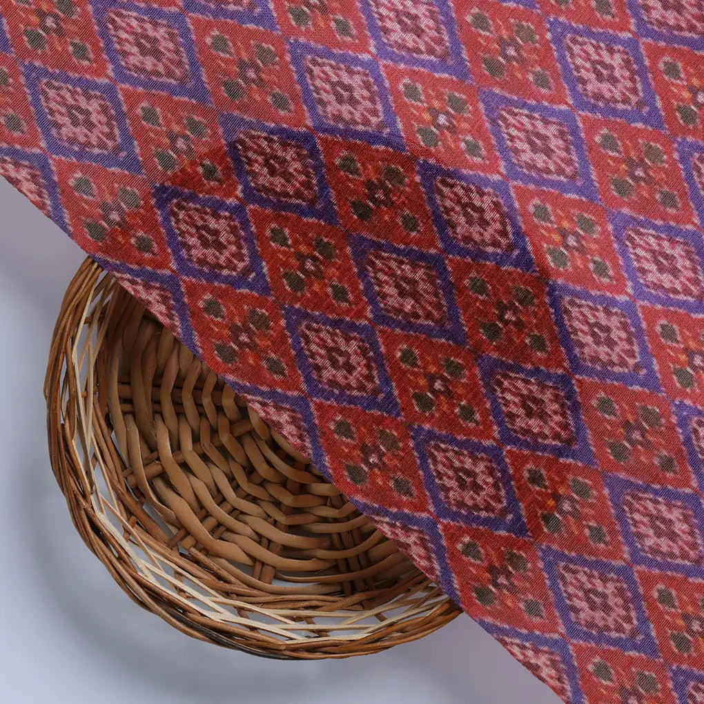 Maroon Ikat-Patola Type Pattern Design Printed Fabric – ts 0 ma08322 110 d