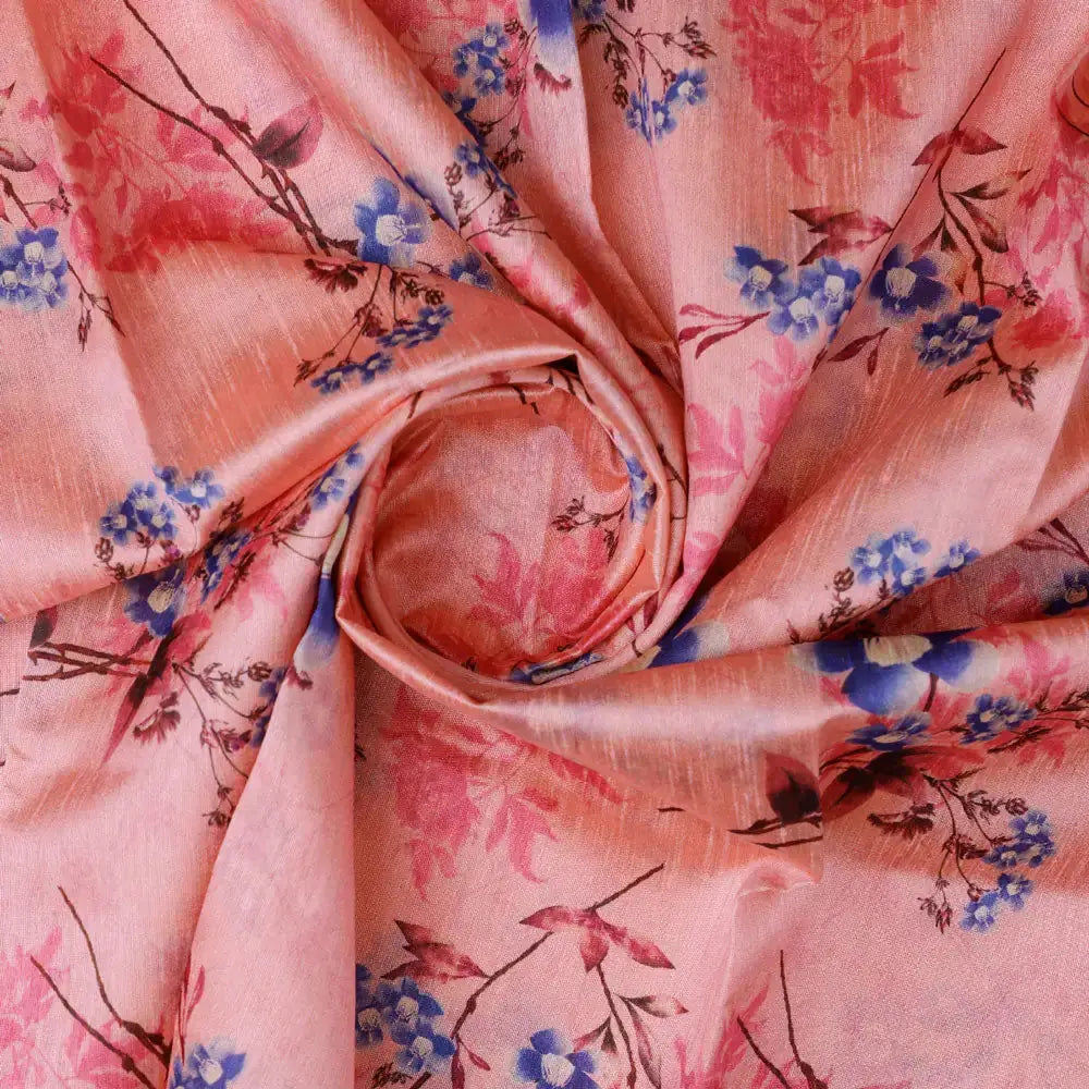 Floral Digital Printed Tusser Silk Fabric from FAB VOGUE Studio – ts 0 ta09678p3 110 a