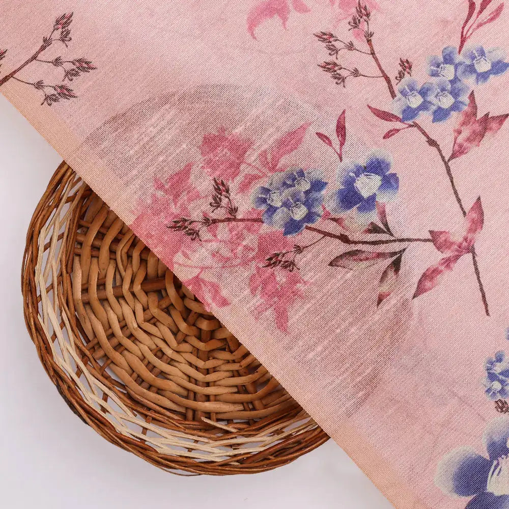 Floral Digital Printed Tusser Silk Fabric from FAB VOGUE Studio – ts 0 ta09678p3 110 b